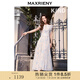 MAXRIENY【方媛同款】藍(lán)星花連衣裙優(yōu)雅小飛袖百褶氣質(zhì)收腰長裙夏 米白 M