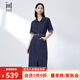 水云間Polo領(lǐng)牛仔連衣裙女裝夏季新款2025時尚潮流顯瘦氣質(zhì)開叉收腰裙子 牛仔藍(lán) L