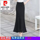 皮爾卡丹（pierre cardin）半身裙女23夏薄款高腰長款半裙墜感一步裙子包裙包臀裙魚尾裙長裙 黑色 雪紡黑色 L 迷人腰110-124斤