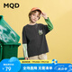 馬騎頓（MQD）男童秋季新品學(xué)院風(fēng)假兩件撞色設(shè)計感長袖T恤 深灰 150
