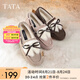 他她（TATA）冬季外穿毛毛鞋女加絨甜美軟底棉鞋豆豆鞋新DWBQ1DA3 啡色（仿毛里） 37