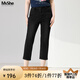 MsShe【冰氧吧涼感牛仔褲】大碼女裝2025夏裝顯瘦彈力七分小腳褲 牛仔黑色現(xiàn)貨 3XL