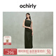 歐時(shí)力OCHIRLY 亞麻收褶小黑裙無袖連衣裙禮服女2025年夏季新款 軍綠 M