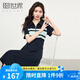 熙世界sllsky美式學(xué)院風(fēng)休閑撞色條紋POLO領(lǐng)連衣裙女短袖2025夏日新款 寶藍(lán)色 2XL