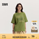 Semir[商場(chǎng)同款]史努比系列短袖T恤女中長(zhǎng)款印花2024新款純棉秋裝 橄欖綠40894 155/80A/S