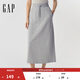 GAP女裝2025春季新款印花logo松緊長(cháng)款衛裙寬松休閑半身裙759377 淺灰色 M (165/66A)亞洲尺碼