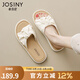 卓詩(shī)尼外穿涼拖鞋女2025年夏季新款仙女風(fēng)蝴蝶扭結(jié)軟底一字拖沙灘涼鞋女 米白色 37