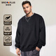 胖哥哥大碼男裝春季胖子衛衣壓花空氣層圓領(lǐng)上衣加肥加大男士休閑衣服 耀夜黑 5XL