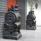 伯爾納石雕門(mén)墩抱鼓石一對天然青石漢白玉大象石鼓門(mén)當麒麟貔貅門(mén)口擺件 祥瑞麒麟青石高60厘米一對
