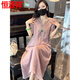 恒源祥新中式國風(fēng)刺繡苧麻連衣裙女2025夏季新款氣質(zhì)寬松休閑亞麻長裙子 淺紫色 L 建議115-130斤
