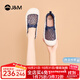 快樂(lè )瑪麗（J&M）樂(lè )福鞋女鞋2025夏季新款網(wǎng)面透氣厚底一腳蹬單鞋女百搭休閑豆豆鞋 深藍色 38 240mm