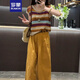 羅蒙（ROMON）減齡搭配一整套夏裝條紋針織背心闊腿褲兩件套小個(gè)子顯高時(shí)尚套裝 兩件套裝 L (110-120)