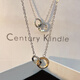 CENTURY& KINDLE雙環(huán)項(xiàng)鏈男女情侶款一對(duì)吊墜網(wǎng)紅鎖骨鏈刻字紀(jì)念日生日禮物送女友 雙環(huán)項(xiàng)鏈白金色+玫瑰金色