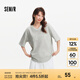 森馬（Semir）短袖T恤女中長款V領(lǐng)蕾絲繡花2025夏新款oversize純棉上衣氣質(zhì) 淺花灰00235 M
