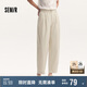 森馬（Semir）休閑褲女松緊腰九分褲簡(jiǎn)約風(fēng)夏季遮胯顯瘦寬松錐形褲101324126001