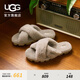 UGG春季女士時尚舒適純色交叉帶厚底露趾休閑懶人毛毛鞋 1107955 GOA | 山羊棕色 36