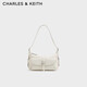 CHARLES&KEITH25夏季新款復古油蠟皮單肩斜挎腋下包CK2-20782621