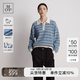 Marc O'Polo/MOP 25初秋新款羊毛混紡顯瘦撞色條紋polo領(lǐng)毛衣針織衫女士上衣 藍色S68 XS