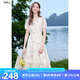 百圖betu女裝2025夏季新款短袖連衣裙重工刺繡文藝連衣裙裙子2507T67 杏色 L （杏色預(yù)售07/30發(fā)貨）