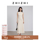 致知ZHIZHI 隔簾聽 蛀蟲紗女性化捏褶收腰連衣裙女2025夏新款 奶油米 M