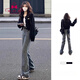 蜜樂奇黑色毛衣外套女2025新款小個子香風(fēng)入深秋初冬季針織開衫上衣 黑色 【感/設(shè)計感/韓系/氣質(zhì)/獨 S 75-90斤