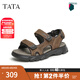 他她（TATA）休閑沙灘涼鞋男士厚底簡(jiǎn)約百搭真皮涼鞋2024夏新27B15BL4 棕色 40