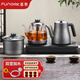 FUNORK 全自動上水電熱水壺泡茶專用茶臺燒水壺一體機(jī)電茶壺?zé)鞒樗枳啦鑾浊度胧讲杈咛籽b 1L 三件套-雙壺上水【37x20cm】