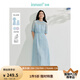 茵曼（INMAN）法式皺感花邊女裝連衣裙套裝2025夏季新品泡泡袖a字長(zhǎng)裙子 淺藍(lán)色 M