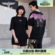 BOY LONDON【白羽入夜】春夏情侶款潮牌朋克時(shí)尚紫外線光變短袖T恤N01914 黑印粉 （玫紅色光變印花） XS