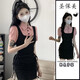 圣保美polo連衣裙夏裝2023新款韓版小個子黑色包臀裙子夏天學生a字短裙 黑粉色連衣裙 S碼