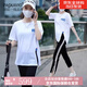 PAGKAVIO國際一線品牌運動套裝女士短袖開叉T恤2025年夏季新款小個子七分 白T+黑色白條褲（禮盒包裝） L (110-130斤)
