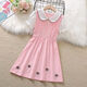 元萍穎女童夏裝連衣裙夏季新款韓版中大童兒童長(cháng)款T恤裙學(xué)院風(fēng)連衣裙 粉紅 皇冠公主裙325 140