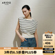 艾諾絲雅詩【商場同款】2025夏季新品松弛感條紋撞色無袖針織衫上衣40438130 黑白條 M