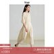 旅途原品（ltyp）真絲連衣裙亞麻優(yōu)雅休閑褶皺六F分袖女秋季帶文藝中長裙 淺干草黃-肌理提花-真絲亞麻 XS -S/150-155cm（現(xiàn)貨）