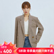 哥弟真的好（GIRDEAR）女裝格紋韓版氣質(zhì)一?？劾挝餮b西服女8400060 卡其格紋 M (3碼)