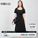尚都比拉輕熟風(fēng)通勤A字連衣裙女春夏修身顯瘦小黑裙短袖中長(zhǎng)裙 黑色  L 