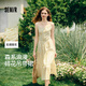 森馬（Semir）連衣裙女設計感肌理浪漫2025新款夏季甜美花邊碎花吊帶裙森系 黃色調00333 M