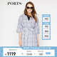PORTS寶姿 秋冬新品女裝優(yōu)雅廓形系帶風衣外套LA8T028FFK001 丈青混色 M (6)
