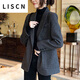 LISCN修身西裝外套女秋冬裝2023新款休閑氣質(zhì)純色簡(jiǎn)約小眾上牌女裝 深灰色 冬季(加棉) M 98-110斤