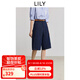 LILY2025夏新款女裝復(fù)古棉麻寬松休閑百搭原色闊腿牛仔褲七分褲 412藏藍(lán) M
