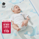 babycare嬰兒天絲苧麻涼席寶寶透氣涼墊幼兒園抗菌涼席鯨魚樂車65*120CM
