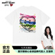 查爾斯桃心 潮牌T恤男女同款油畫愛心純棉學(xué)生情侶裝打底衫短袖 本白 S 
