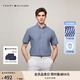 TOMMY HILFIGER【透氣府綢】夏季男純棉商務(wù)休閑格子短袖襯衣襯衫男外套35440 藍(lán)白格紋C5J 2XL （推薦：180-200斤）