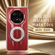 殼煌 【自帶磁吸快充】華為Mate70RS非凡大師手機殼氣囊透明殼mate60rs非凡大師金屬鏡頭圈磁吸支架硬 透紅【升級磁吸-殼+支架丨超清透明】 華為 Mate 70 RS非凡大師