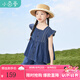 茵曼童裝女童純棉牛仔套裝2025夏季中大童翻領(lǐng)休閑上衣短褲兩件套 牛仔藍 140
