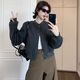 DAVEY MODE外套女卡其色毛呢棒球服短冬季2025新款小個(gè)子短款感氣質(zhì)夾克 深灰色外套 M 建議90斤-102斤以?xún)? title=