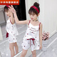 葉余女童睡衣夏天公主風(fēng)小女孩中大童可愛吊帶兒童家居服夏季薄款套裝 白色 90