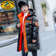 G.DUCKKIDS兒童羽絨服男童中長款新款洋氣男孩大童童裝免洗寶寶冬季保暖外套 黑橘色 160cm
