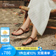 73Hours孫千同款女鞋跳進(jìn)假日2025夏季新款平底休閑夾趾涼鞋女外穿人字拖 棕色 37