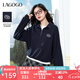 lagogo學院風polo領美式衛(wèi)衣女拉谷谷2025年春季新款甜酷休閑上衣 藏青色 M